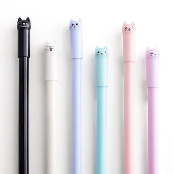 6 pz/set Kawaii Cat Gel Pen 0.38mm creativo carino neutro penna inchiostro regalo per bambini scuola ufficio scrittura forniture di cancelleria 1