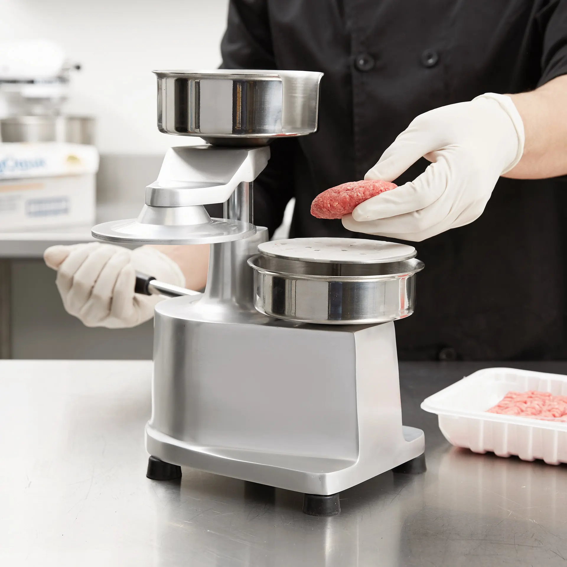Hamburger Patty Maker 10cm/4inch Stainless Steel Burger Press Heavy Duty Beef Meat Forming Machine With 500Pcs Parchment Paper