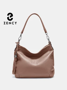 Zency Elegant Leather Bag For Women 100% Cowhide Leather Shoulder Bag Handbag Crossbody Bag Large Capacity Tassel Hobo Bags 1
