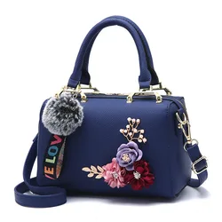 2022 New Fashion Flowers Designer Pu Leather Crossbody Bags for Women Vintage Small Shoulder Handbags Female Casual Top-Handle