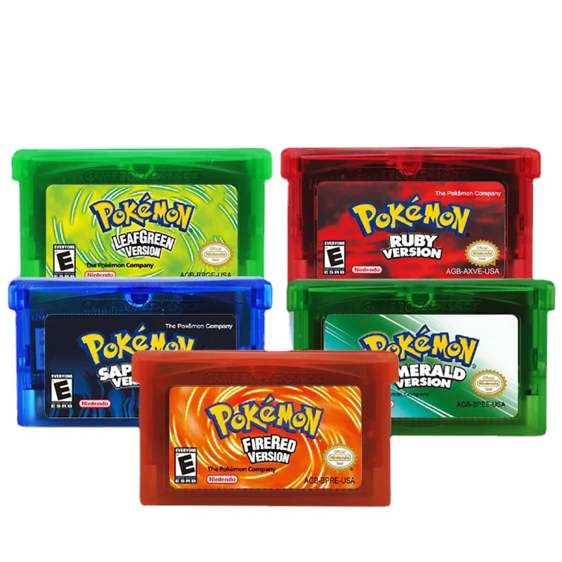 GBA-Pokemon Series 32-bit Video Game Cartucho, Inglês 5 Classic Emerald,  FireRed, LeafGreen, Rubi, Sapphire, Nintendo, Versão dos EUA