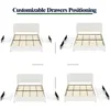 Bed with Storage,Queen Size Platform Bed Frame with 2 Drawers,Curved Stitched Tufted Headboard, Wooden Slat Mattress Support 4