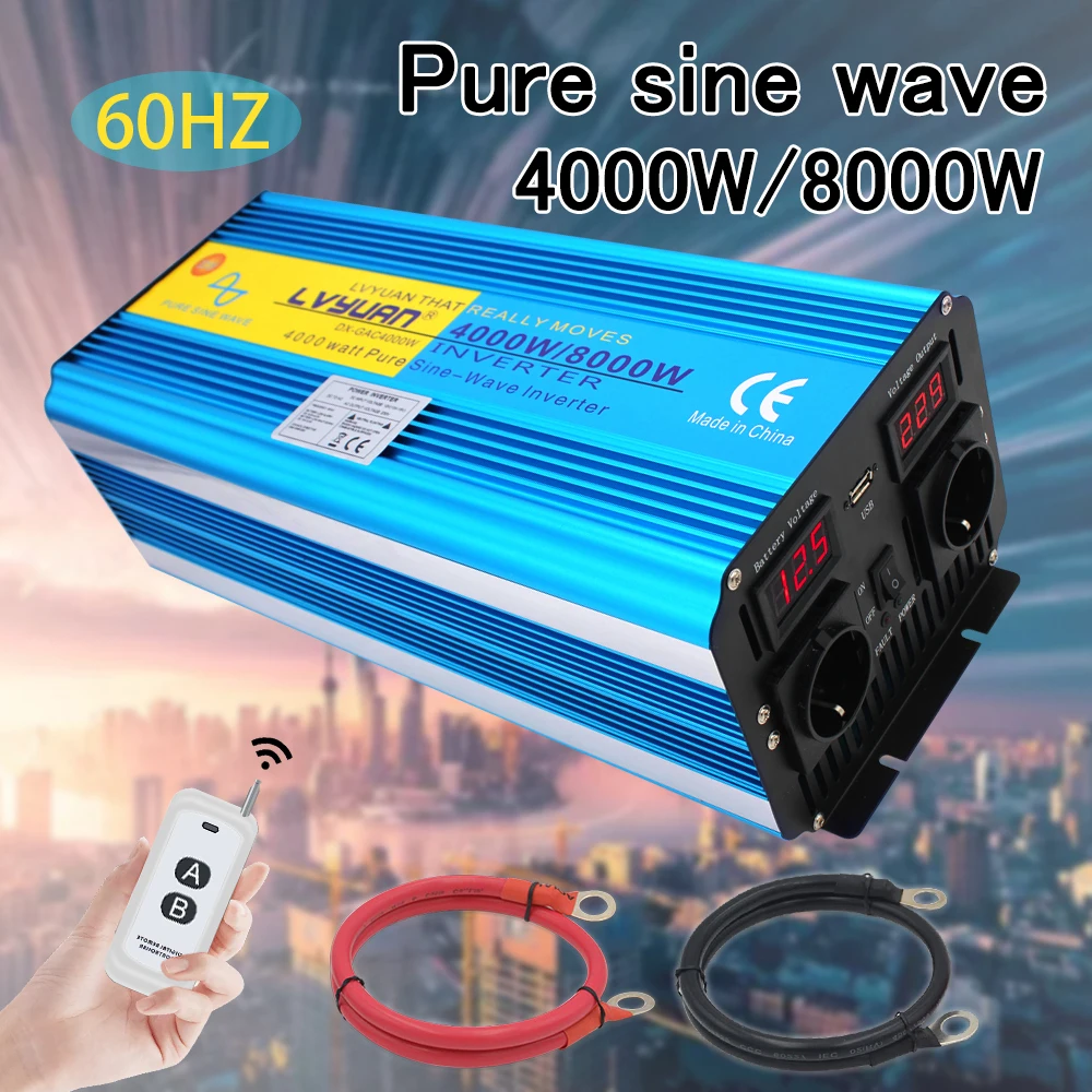 

Pure Sine Wave Inverter 12V 24V 220V 5000W 6000W 7000W 8000W DC To AC Portable Power Voltage Converter Car Solar Inverter 60Hz