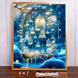 Serene Wind Chime Cross Stitch Kit - DIY Embroidery Craft - 50x70cm (HMA109031)