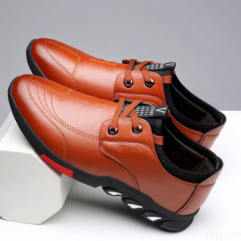 Men's New leather Shoes Fashion Business Work Shoes Casual versatile anti slip Loafers Trendy breathable lightweight flats Homme 4