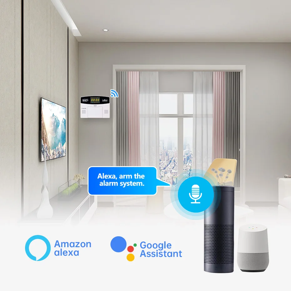 Fuers-Tuya Smart GSM Alarm System, Anti-roubo, Wireless, Wired Zone, Link para Alexa, Google Motion Sensor, Câmera IP, 433MHz, 4G