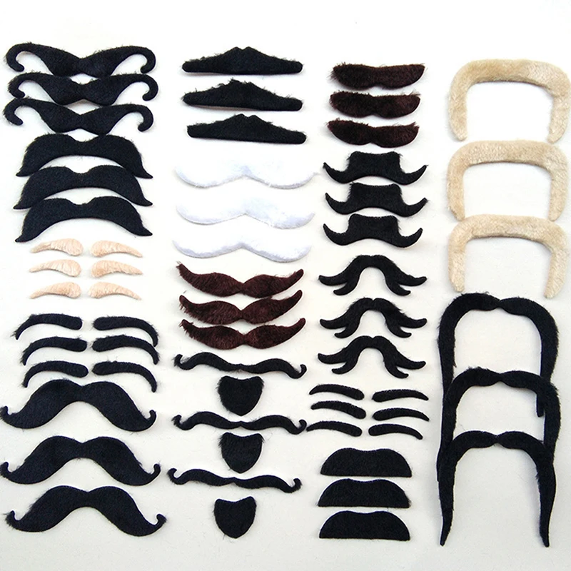 Creative Funny Costume Mustache Pirate Party Halloween Cosplay Fake Mustach Beard Whisker Kid Adult Novelty Supplies 48pcs fake mustache