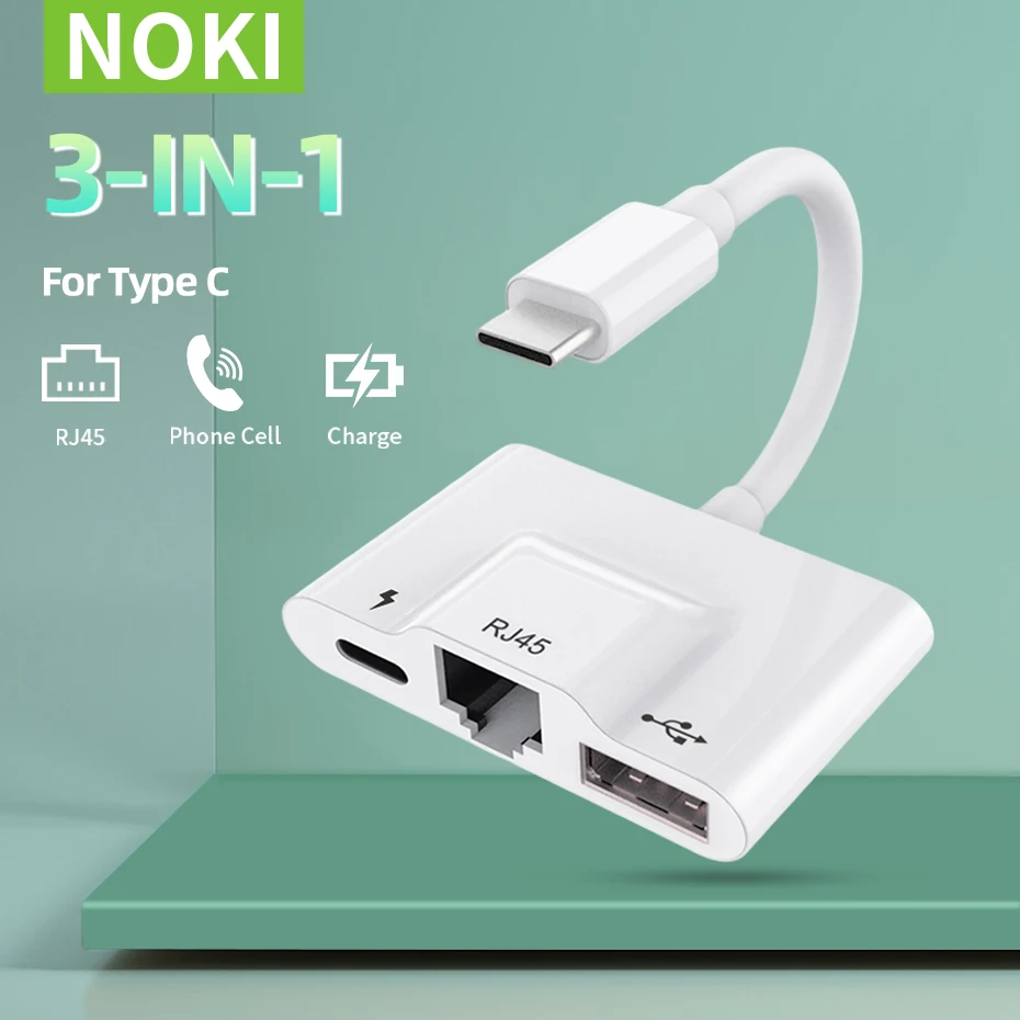 Usb tipo c para usb otg adaptador/cabo rj45 prendido rede 10