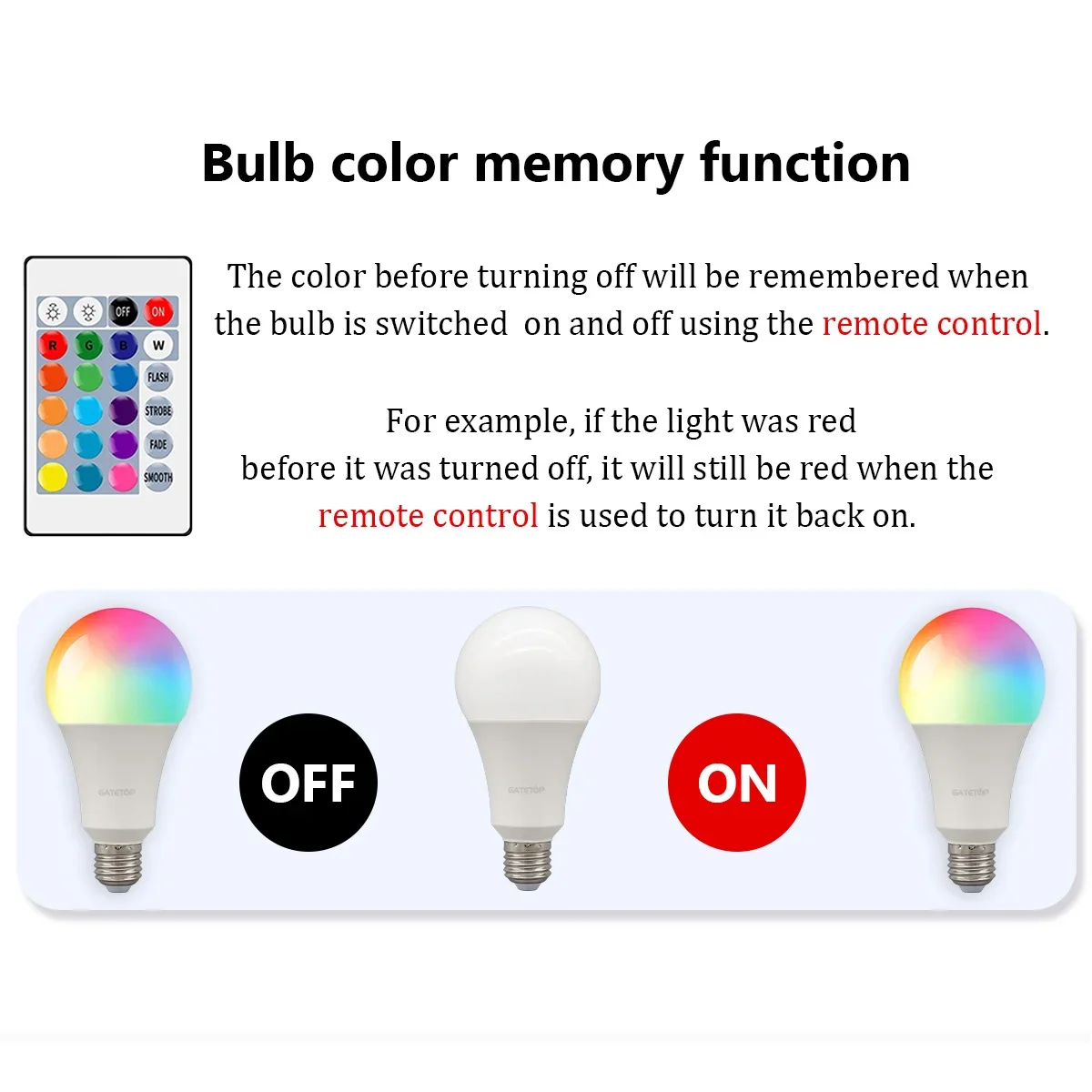 รูปสินค้า หลอดไฟ LED ปรับสีได้ 24 คีย์ 20W 16 สี