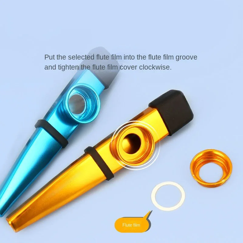 Metal Kazoos With 20 Pcs Kazoo Flute Diaphragms 7 Colors for Ukulele Violin Guitar Piano With Silicone Case