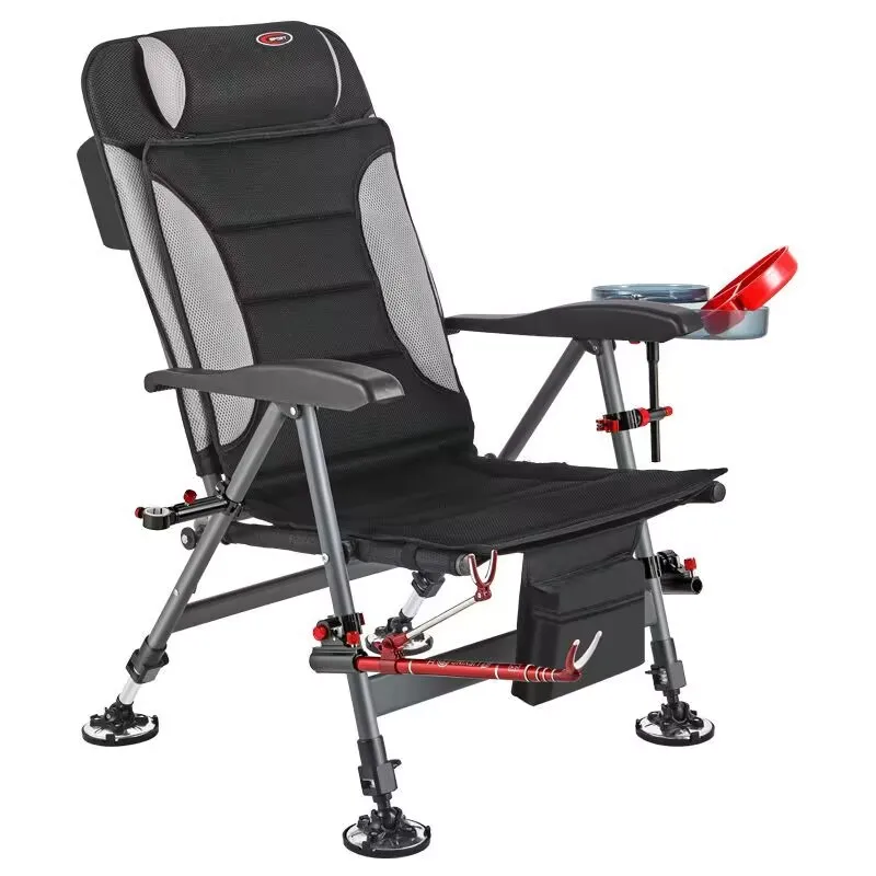Chaise de pêche européenne multifonction tout-terrain - Siège pliant portable avec plateau pour appâts