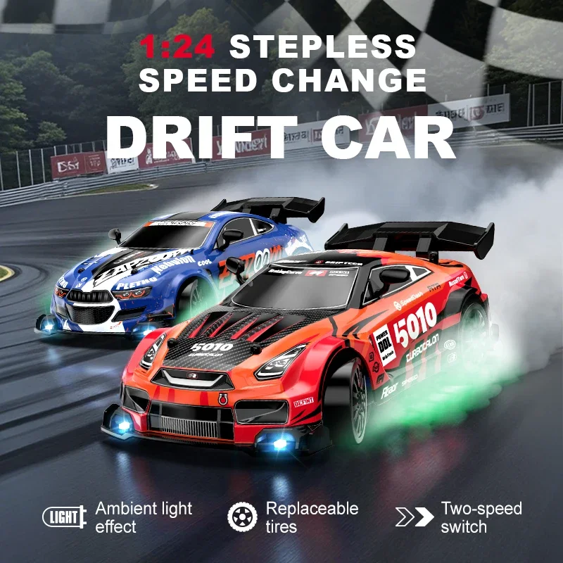 1/24 High Speed Rc Drift Vehicle Cars 4Wd Led Remote Control Racing Car Gift Competition Race Car Boys Kids Toy Replaceable Tire