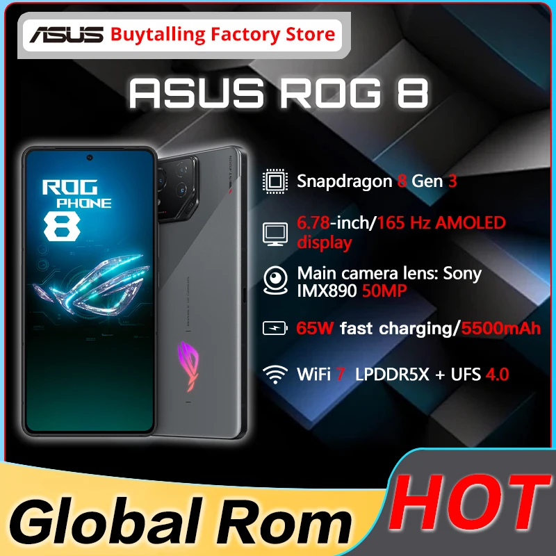 Global Rom ASUS ROG Phone 8 Snapdragon 8Gen 3 5G Smartphone 6.78 