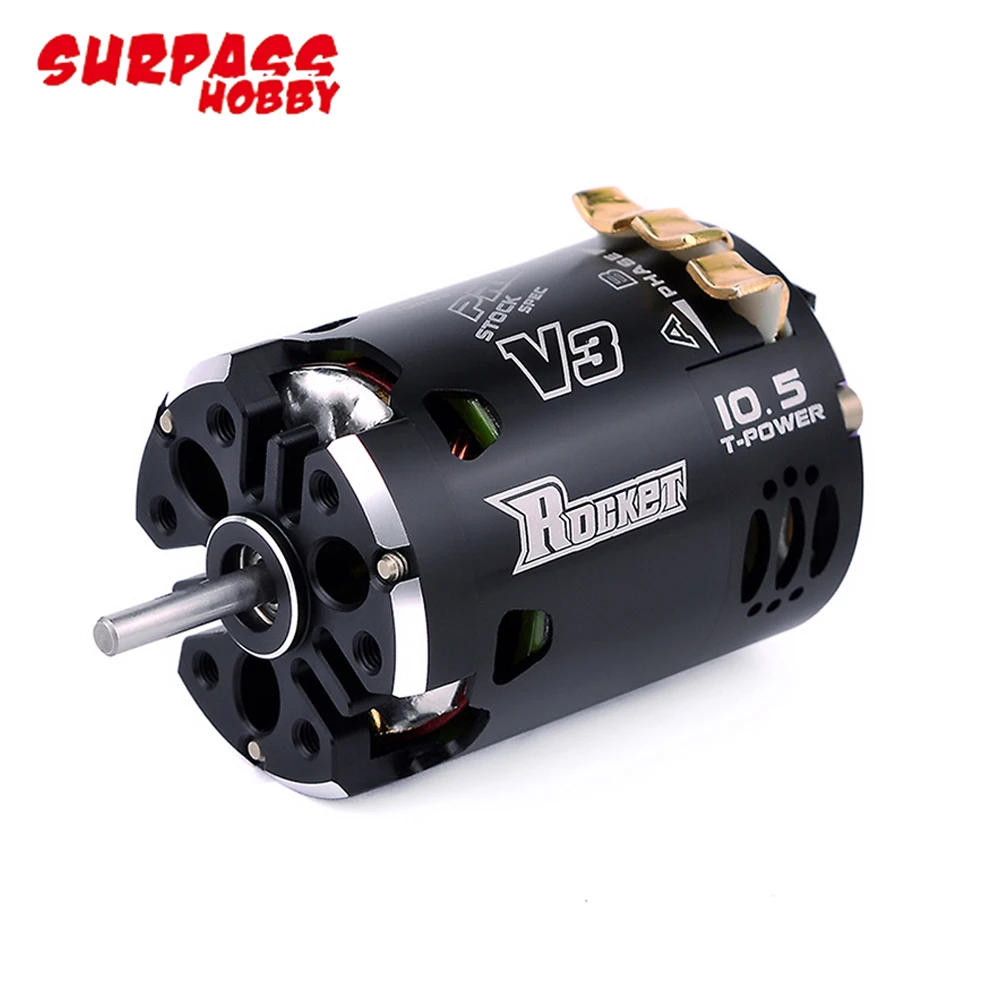 Surpass Hobby Rocket 540 V3 2-Pole Sensored Brushless Motor Dual Sensor Port 3.175mm Shaft For F1, 1/12, 1/10 Off-road Drift Car