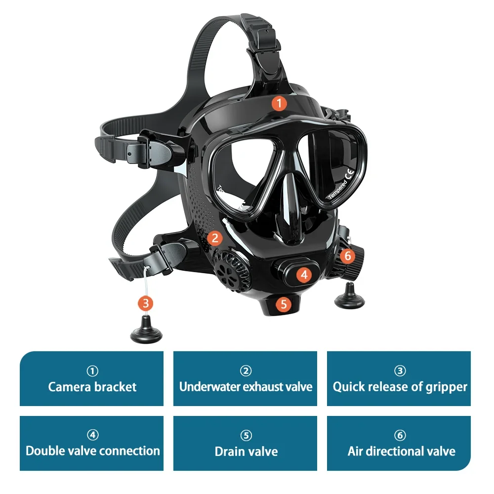 NEW underwater sports Professional set of equipment M8058 full face masks with 2L scuba air tanks DIVING GEAR