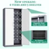 Metal Storage Cabinet with Lock Door and 5 Shelves,6 Tier Steel Garage Tool Cabinet 72" H X 36" W X18 D (White Gray) 5