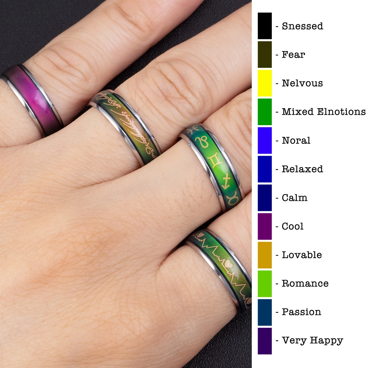 Mood Ring Color Chart for Seventies Mood Rings How Do You Really Feel -  Walmart.com