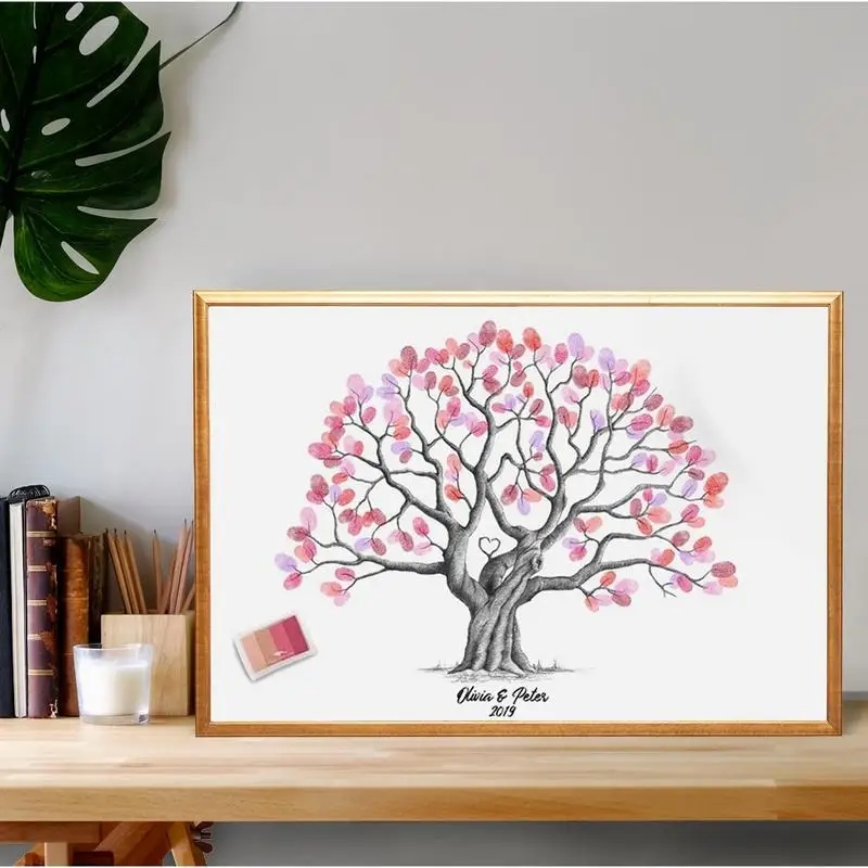 Wedding Guest Guestbook Alternative Tree Graduation Fingerprint Tree Canvas Guestbook DIY Waterproof Fingerprint