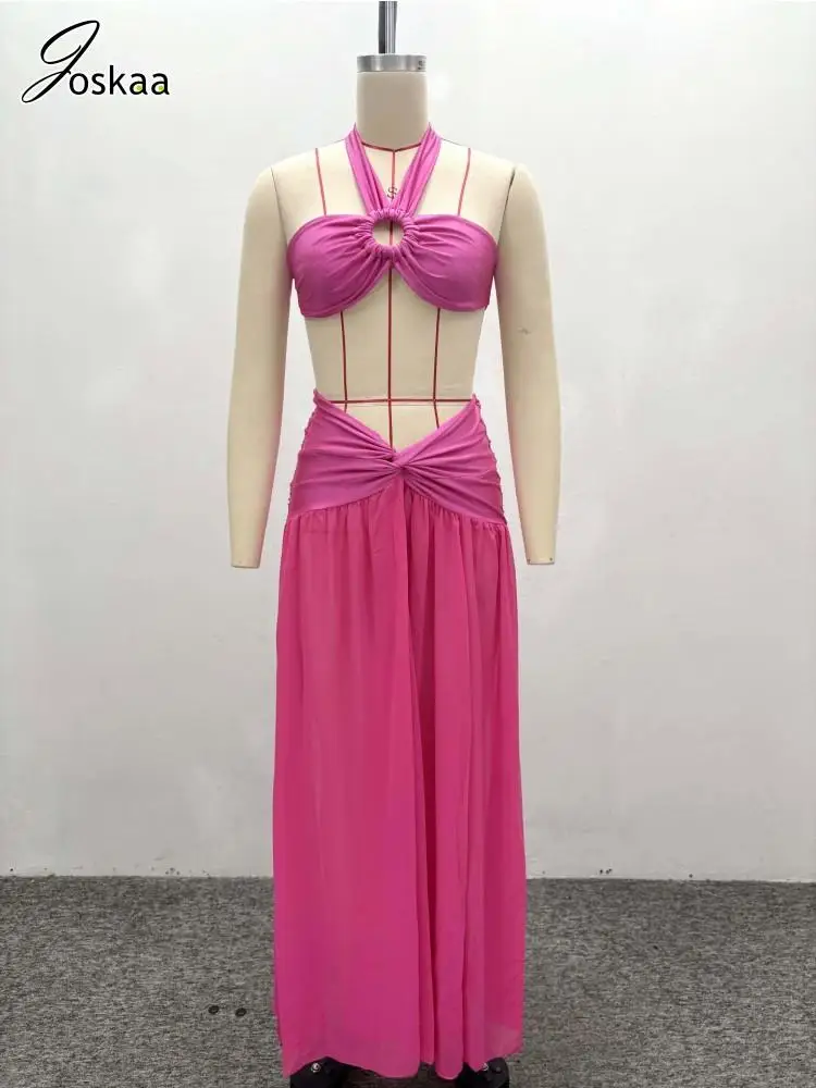 Joskaa 2025 Women's Piece Set Sexy Backless Bandage Halter