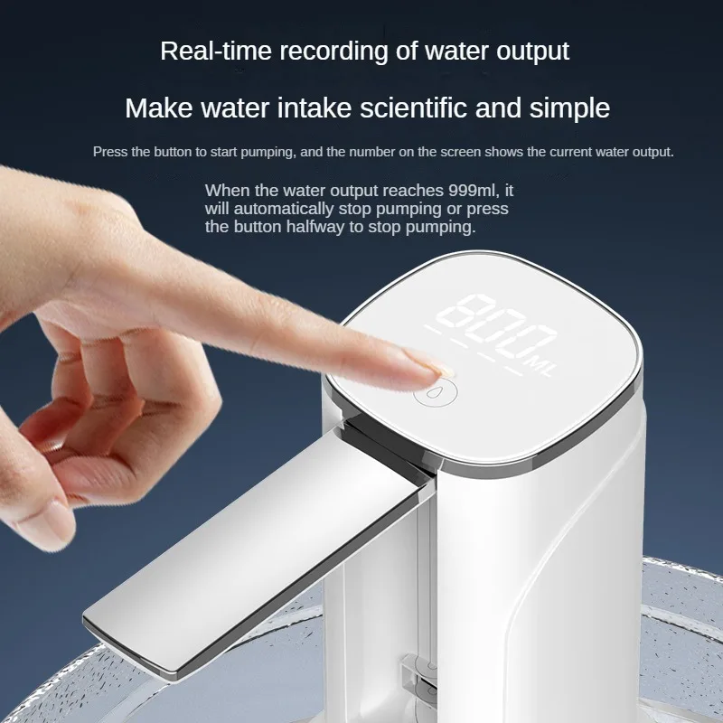 Portable 3-10Gallon Electric Water Bottle Pump Dispenser with Large LED Display USB Charging Jug