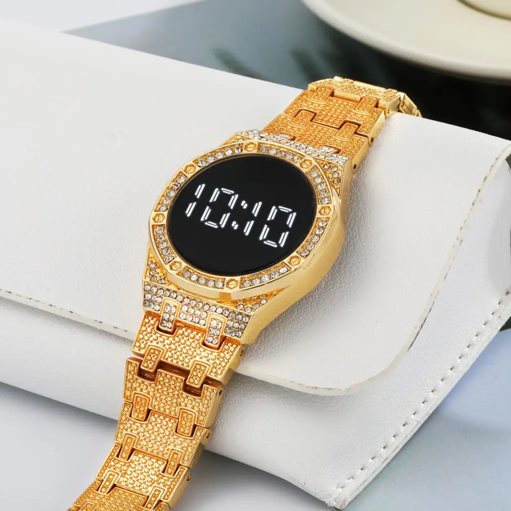 

Luxury Digital Magnet Watches For Women Fashion Stainless Steel LED Watch Female Clock montre femme 2022 saat bayan kol saati