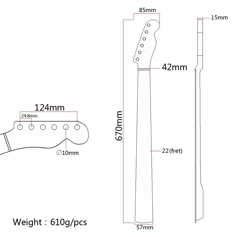 Description Picture 3 of item22 Fret Maple & Rosewood Guitar Neck Backboard Midline Household Electric Guitar Handle Neck Accessories String Instrument Parts
