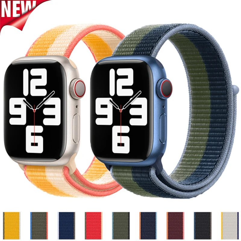 Ремешок нейлоновый для apple watch band 45 мм 41 44 40 42 38 браслет iWatch series 7 6 SE 5 3 |