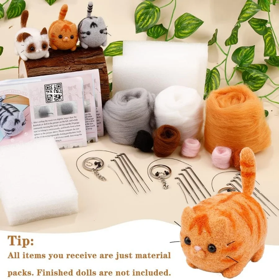Needle Felting Kit MIUSIE Needle Felting Starter Kit With Wool Keychain