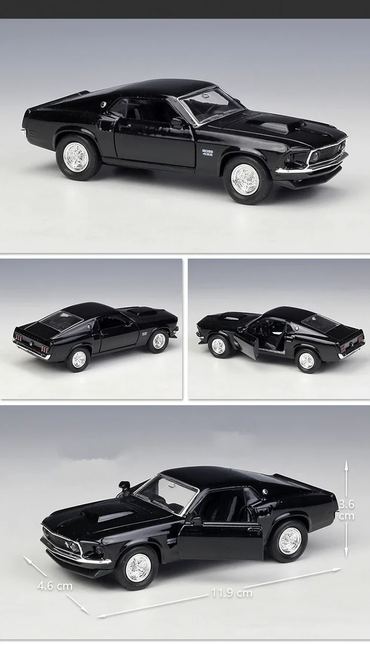 WELLY 1:36 Ford 1969 Mustang Boss 429 Alloy Sports Car Model Diecasts Metal Toy Racing Car Model Simulation Kids Gift Decoration 