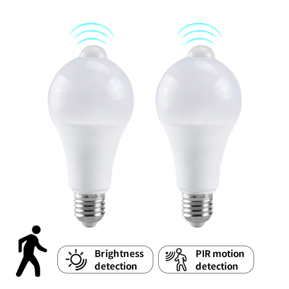 Ampoule LED de détection de Radar à micro-ondes, 220V E27, 12W, lampe à Induction de mouvement, Radar intégré/capteurs de lumière pour escaliers domestiques