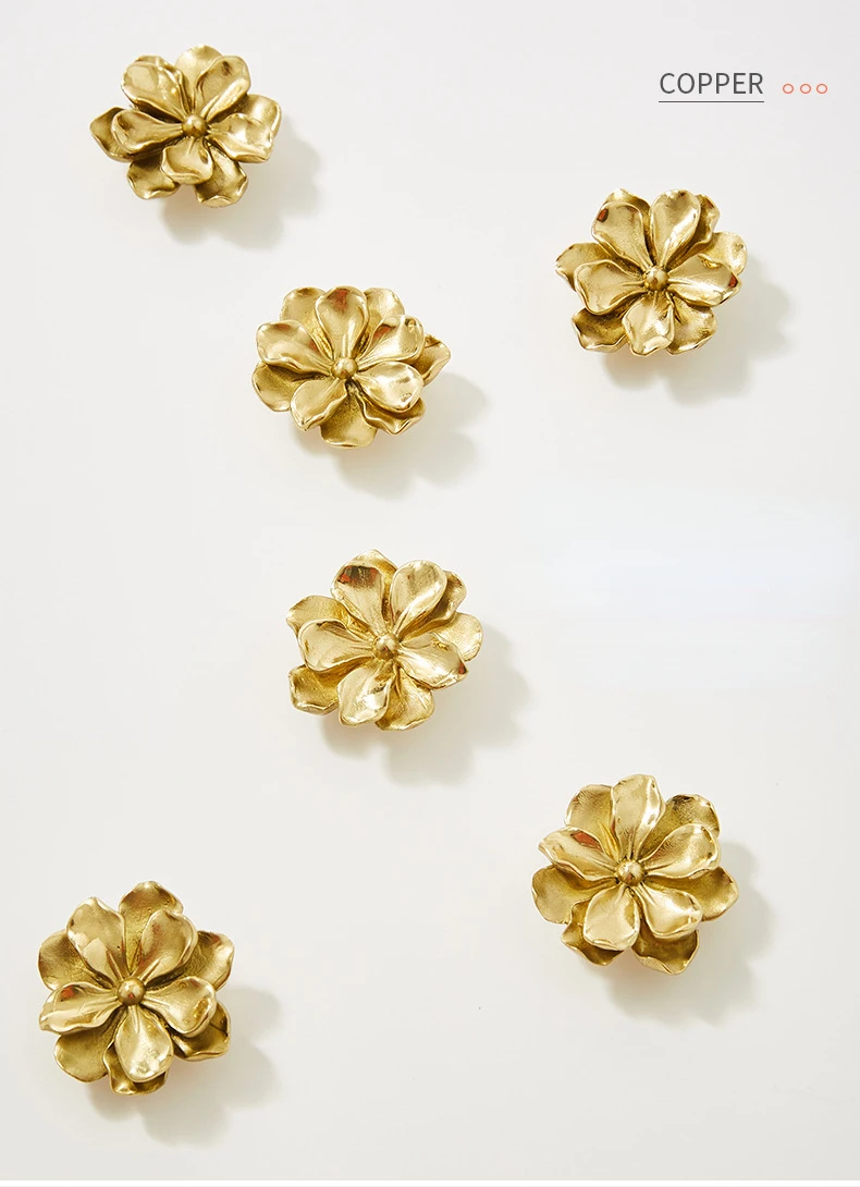 Solid Brass Flower Botões e alças para