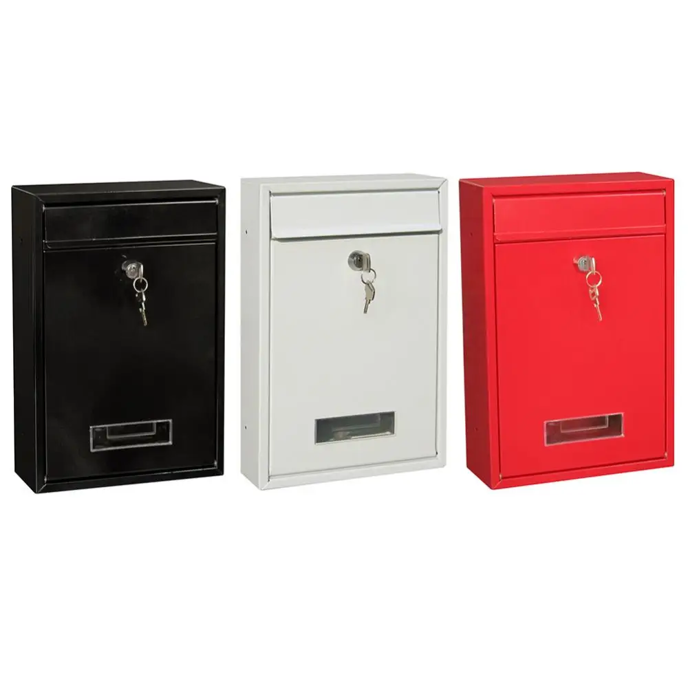 Outdoor Lockable Wall Mounted Hanging Iron Post Letter Box Mailbox with Key