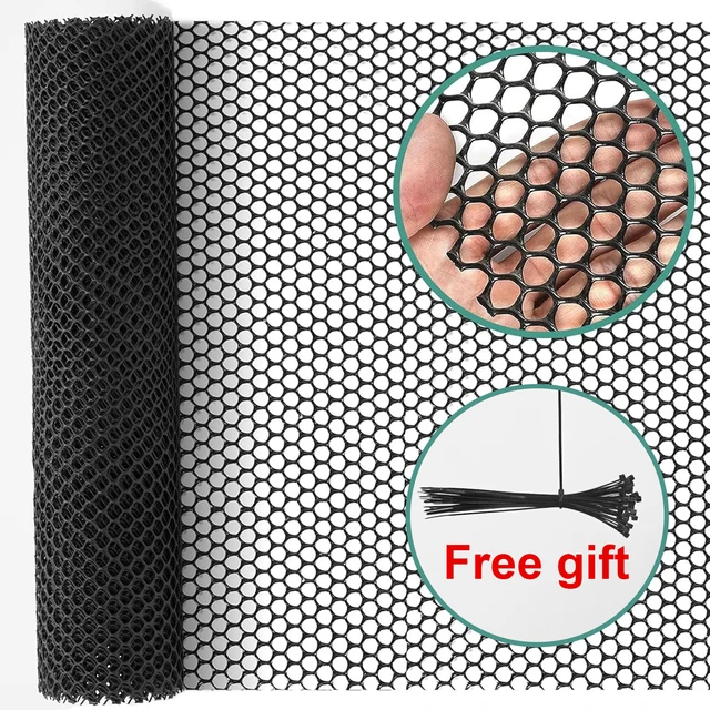 Heavy-Duty Plastic Chicken Black Wire Fence Mesh for Gardening, Barrier Netting, Poultry Dogs Rabbit Fencing