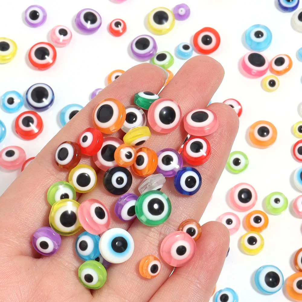 100 teile/los 6 8 10mm Bunte Runde Auge Perlen für Schmuck Machen Erkenntnisse Lose Spacer Harz Perlen DIY Armband halskette Großhandel – Detail 2
