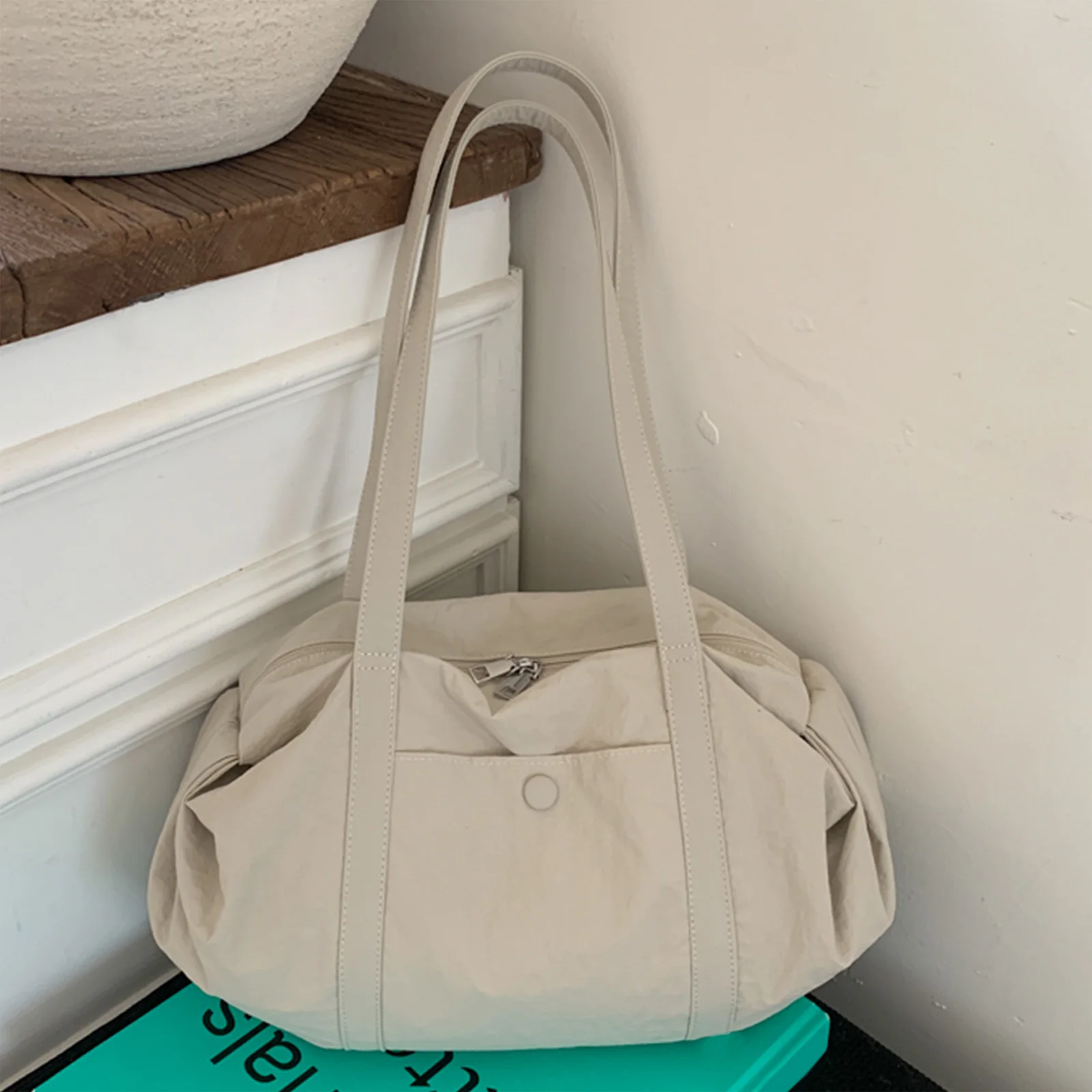 Nylon Tote Bag Large Handbag Casual Tote Purse with Zipper for Women Gym Travel Work