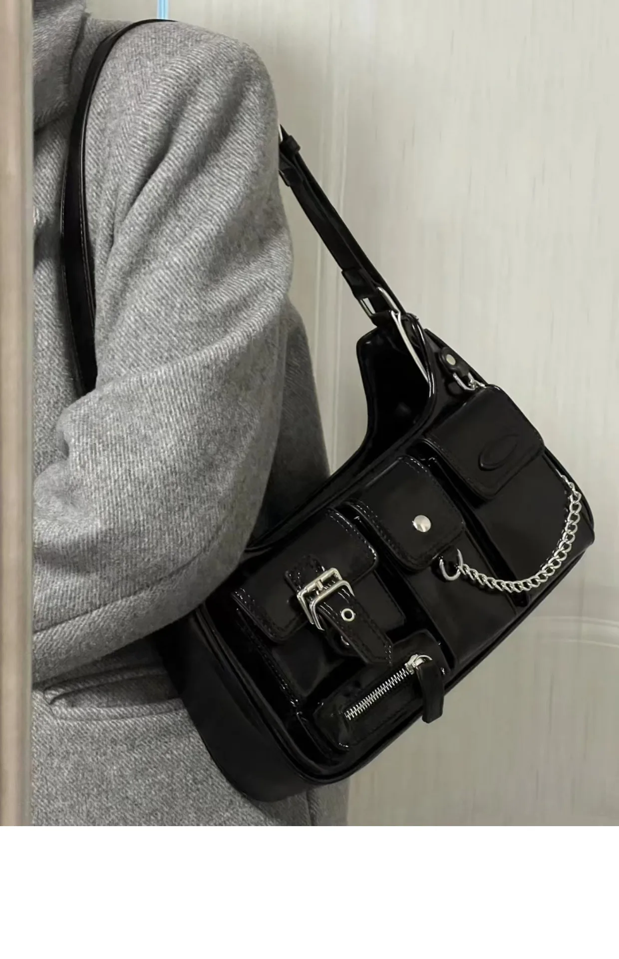 JIAERDI Vintage Y2k Handbags Women 2025 High Street Zipper Casual Solid Messenger Bag Ladies Moto Biker Bolso Mujer Aesthetic