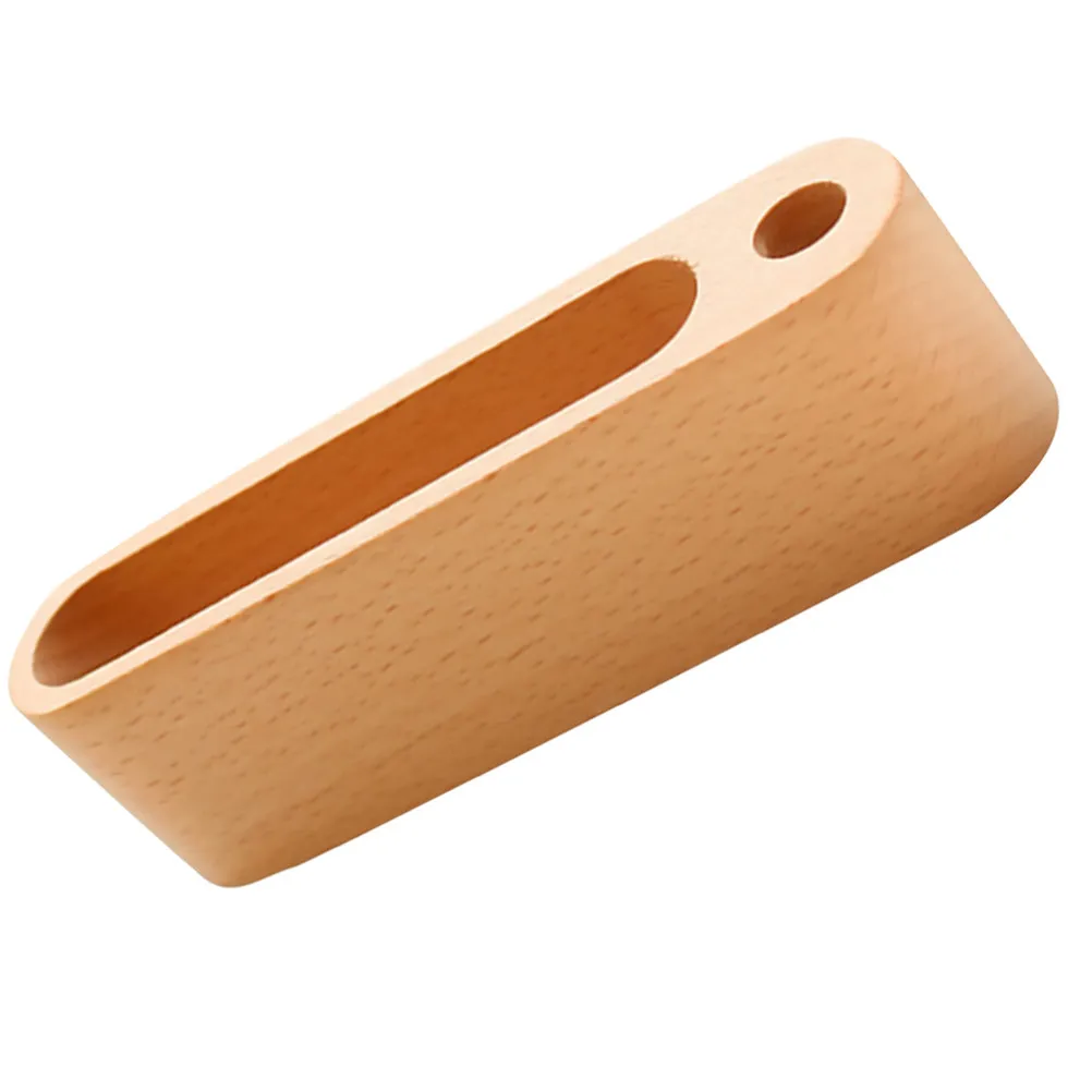 1Pcs 프리미엄 솔리드 우드 명함 케이스 데스크 스탠드 내장형 펜 홀더 포함 나무 휴대폰 홀더 데스크탑