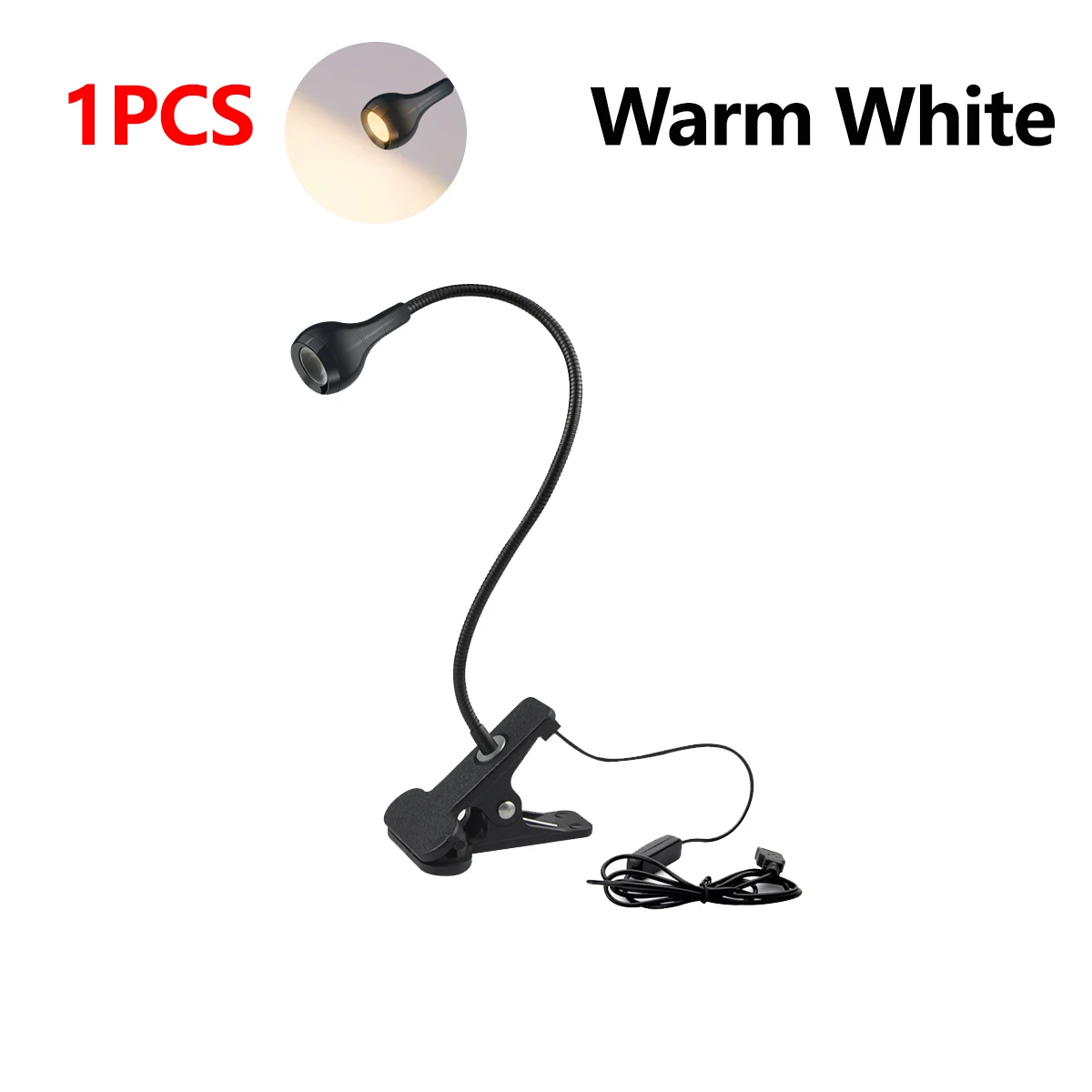 USB-Powered LED Bedside Lamp with Flexible Gooseneck and Eye-Friendly Illumination