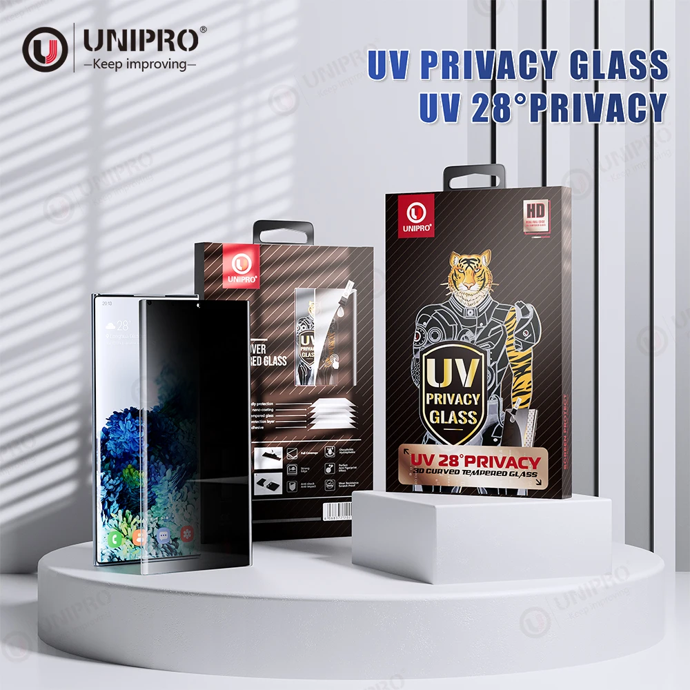 Unipro Full Cover Glue Privacy Vetro Temperato Uv Per Samsung Galaxy S23 S22Ultra S21Fe Note 20 Pellicola Proteggi Schermo Uv Anti Spia