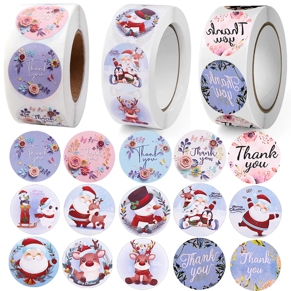 500Pcs Thank You Stickers Merry Christmas Seal Labels DIY Gifts Adhesive Labels Sticker For Xmas Birthday Party Decoration Label