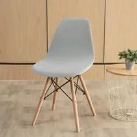1PC Polar Fleece Shell Chair Cover Solid Color Jacquard Dining Chair Slipcover Stretch Anti-dust Seat Cover for Living Room Home 1