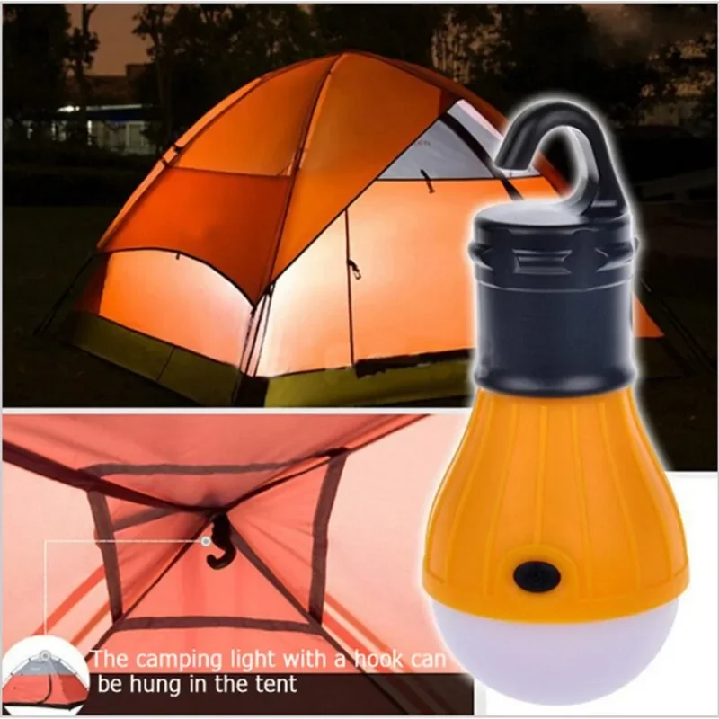 

Outdoor Portable Hook Tent Light Camping Lantern Outdoor Emergency Lamp 3 Modes Flashlight LED Bulb Mini Night Light AAA Battery