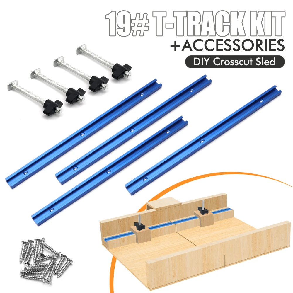 Woodworking 19# T-track Kit and Accessories Aluminum T-tracks Slot Miter Track for Router Table Workbench DIY Crosscut Sled Tool 1