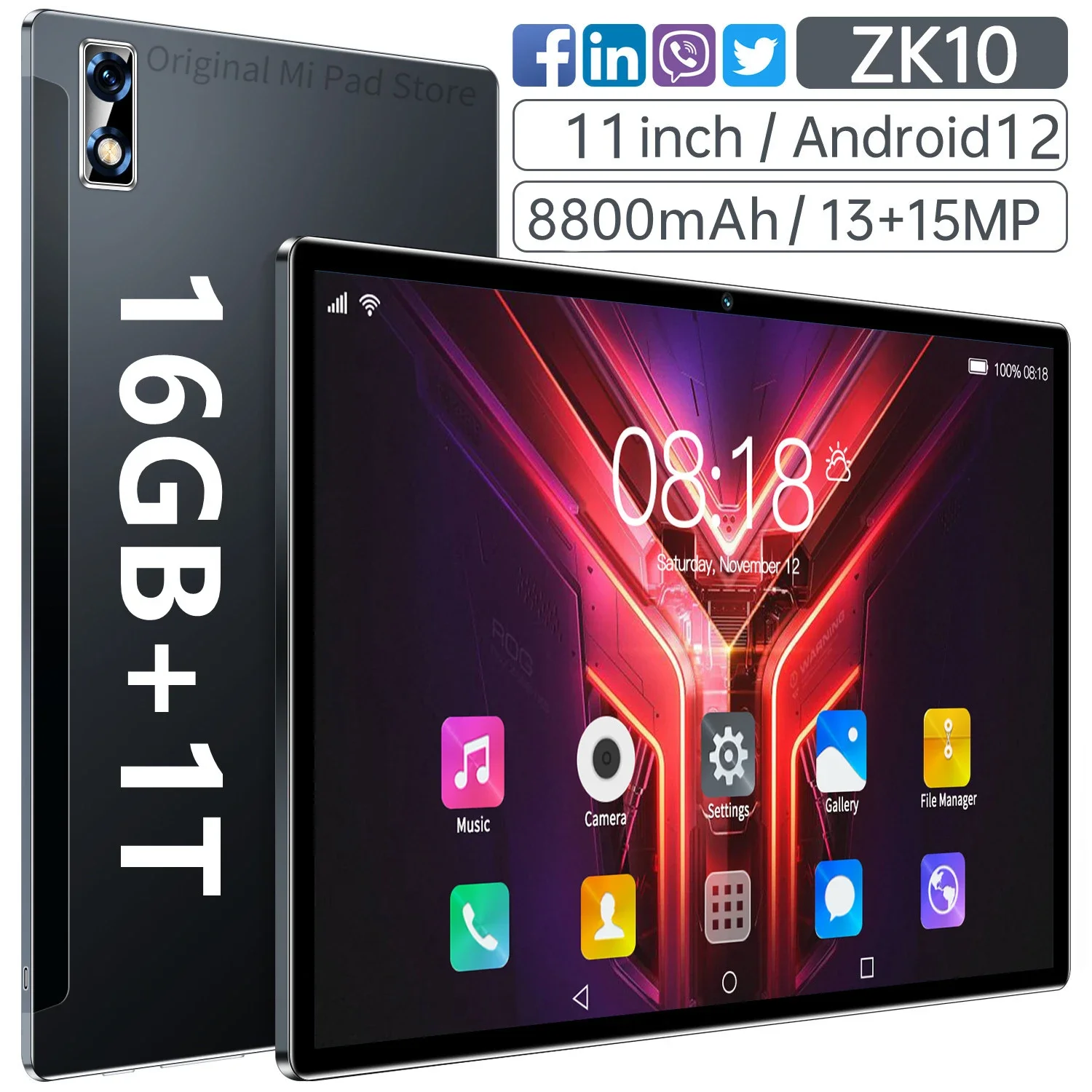 

Gobal Version New 11 Inch Tablet PC Android12 16GB RAM+1T ROM Tablet 5G Dual SIM Phone Call GPS Bluetooth WiFi Google Tablet PC