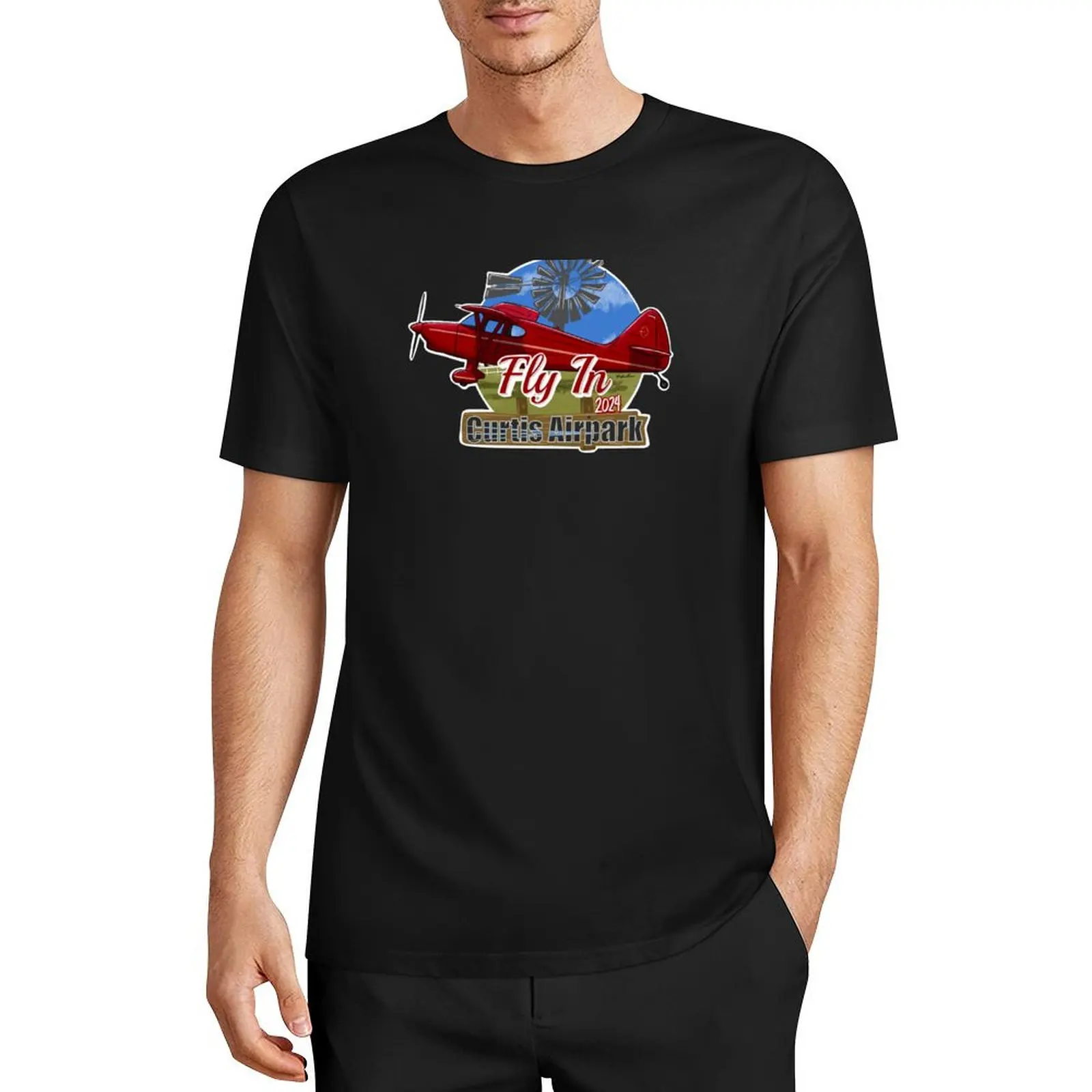 

Curtis Airpark 2024 Fly In T-Shirt heavyweights vintage clothes customs black t shirts for men