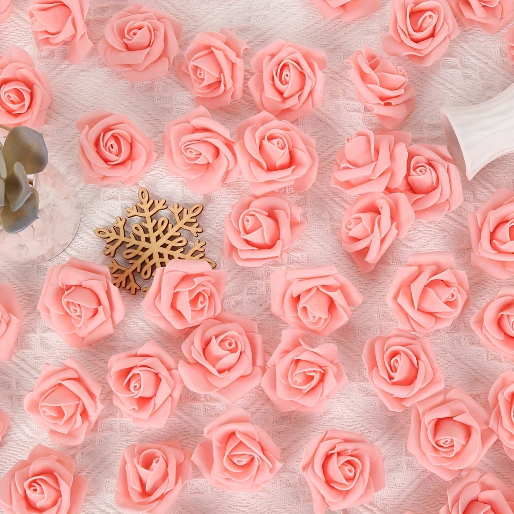 

200 Pcs Artificial Rose Flower Heads, 1.97in Stemless Roses Artificial Rose Flower Heads For Crafts Fake Roses Heads Artificial