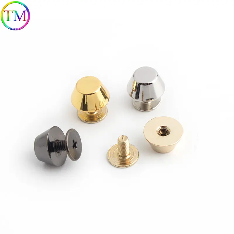9mm 10mm 11mm Metal Solid Cap Rivets Soild Copper Round Nail Bucket Shape Diy Leather Screw Back For Craft Bag Belt Wallet Shoes