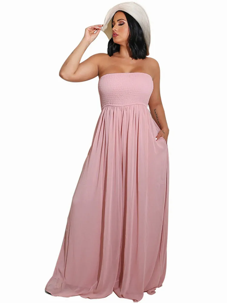 

Sexy High Waist Loose Wide leg jumpsuit For Women Clubwear Rompers Strapless Night Club Outfits Evening Party Jumpsuits Overalls
