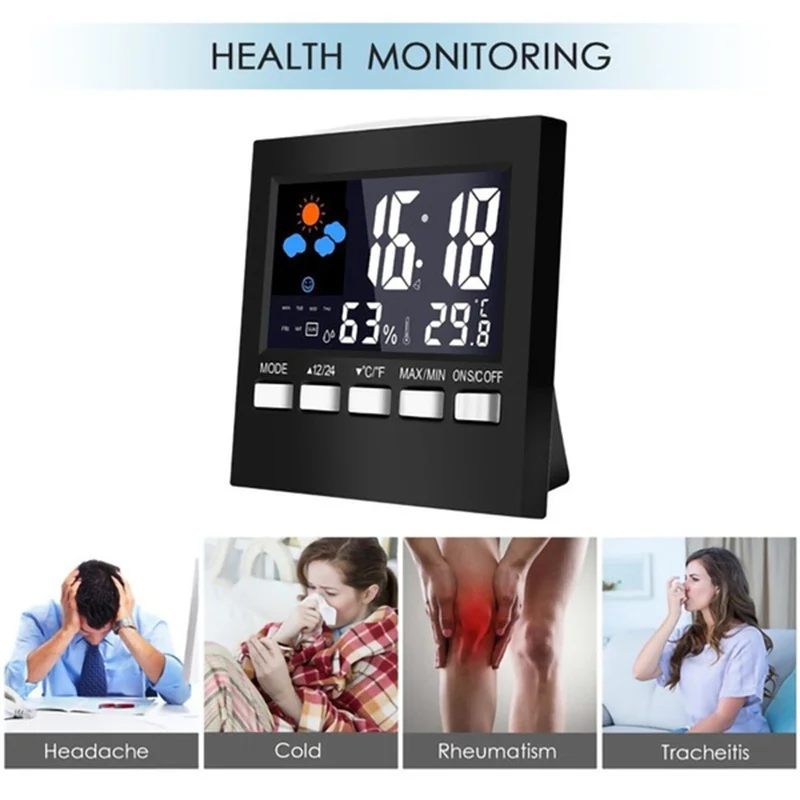 Multifunctional Alarm Clock Digital Thermometer Hygrometer