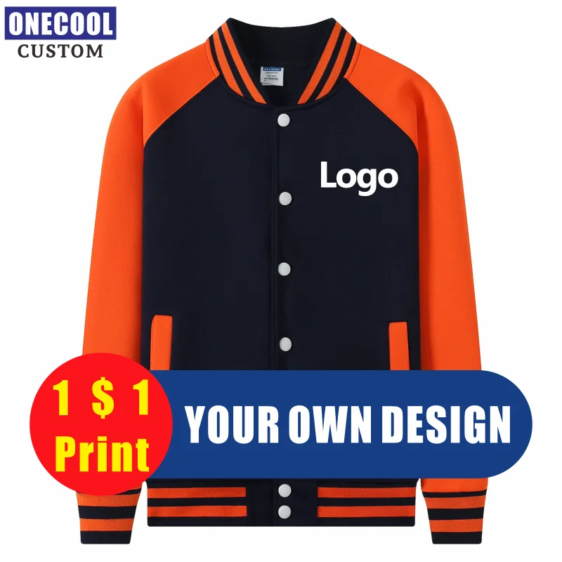 ONECOOL Fleece Raglan Baseball Uniform Custom Logo Personal Design Jacket Embroidery Autumn Winter 8 Colors Men And Women Coat [fila] f logo baseball cap fs3cpc5203x ina